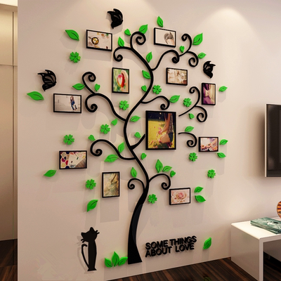 创意照片树3D亚克力立体墙贴客厅走廊玄关墙上贴画房间墙壁装饰品