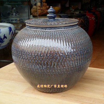 景德镇陶瓷米缸油缸茶缸储存罐20斤手工雕刻带盖面粉缸水缸泡菜缸
