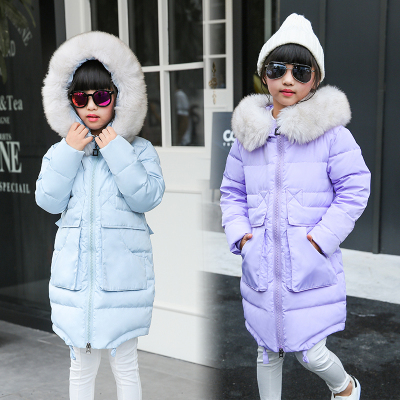 儿童冬装2016新款女童羽绒服中长款加厚外套中大童毛领上衣韩版潮