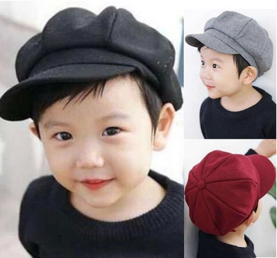 韩国春季新款儿童帽子呢质宝宝贝雷帽女童八角帽潮男童鸭舌帽包邮