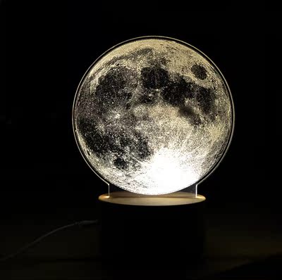 北欧木质床头3D立体视觉月球灯LED月亮灯男女生闺蜜创意生日礼物