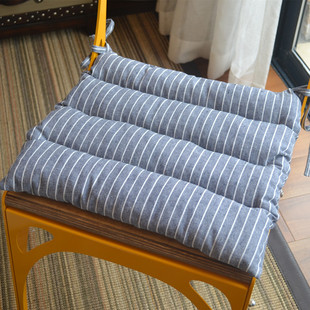 爱乐芙新品日式良品棉麻条纹办公椅垫纯色田园布艺现代休闲坐垫