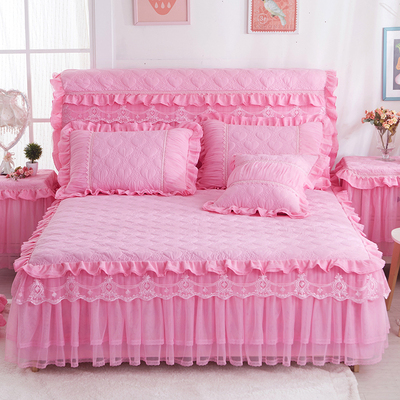 韩版公主夹棉床裙加厚床罩床盖单件床套三件套防滑床罩床裙1.8m