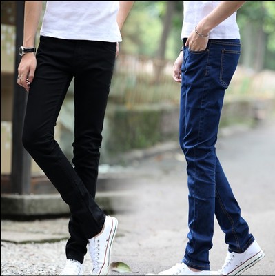 夏季薄款男士休闲长裤子韩版修身型直筒牛仔裤黑色小脚裤9.9特价