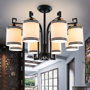 新中式吊灯现代客厅全铜吊灯仿古餐厅灯玻璃灯具卧室灯简约中国风