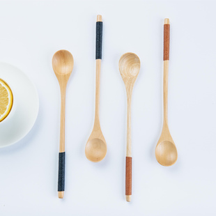创意长咖啡勺子 日式长柄楠木勺子咖啡搅拌棒天然环保木质咖啡勺