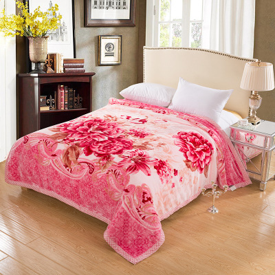 温馨居家拉舍尔毛毯加厚双层冬季午睡毯子单人双人珊瑚绒婚庆盖毯