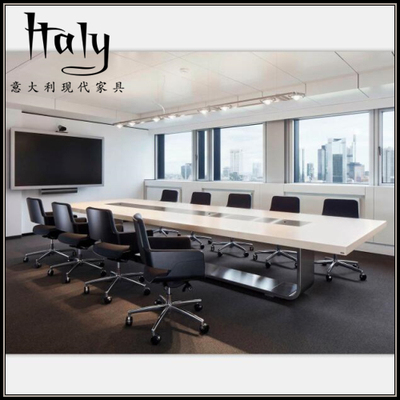 意大利新款高档会议桌现代简约白色会议桌办公桌办公室长方形桌子