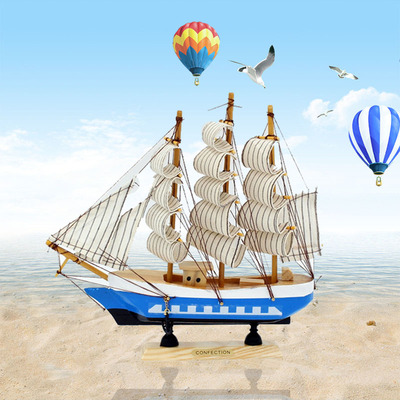 地中海木质一帆风顺帆船模型工艺品摆件客厅酒柜隔板创意生日礼物