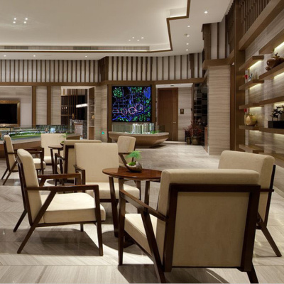 售楼处洽谈桌椅组合复古创意酒店家具一桌四椅新中式咖啡厅休闲椅
