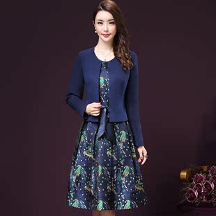 2016春秋新款女西装套装韩版收腰百褶连衣裙西服两件套毛呢套装裙