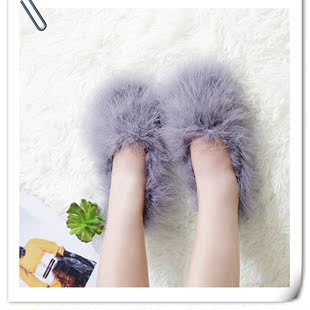 毛毛鞋女单鞋保暖浅口平跟套脚懒人休闲冬季孕妇舒适韩版加绒圆头