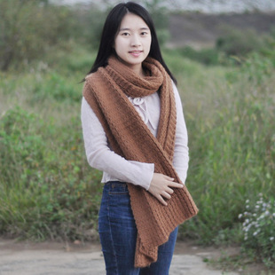围巾女冬季 长款加厚纯色毛线针织百搭学生保暖森女系2.4米长围巾