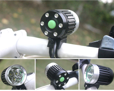 强光自行车前灯3T6山地车充电式强光LED灯专业骑行打猎头灯DC