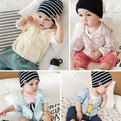 夏季婴童防晒衣服 韩版纯色婴幼儿薄款空调衫0-6个月1岁宝宝外套