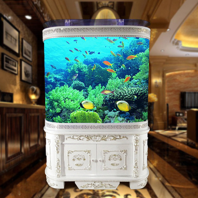 欧式生态鱼缸水族箱大型超白玻璃创意鱼缸乌龟缸弧形中型鱼缸1.2