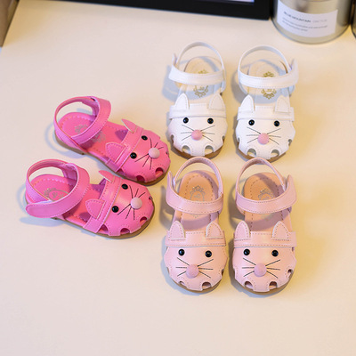 宝宝凉鞋女1-3岁夏季防滑软底公主韩版可爱儿童包头女童学步鞋子