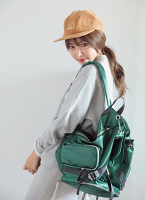 韩国2016新款Stylenanda潮流百搭休闲实用时尚气质抽带双肩包女包