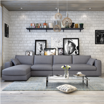 布艺沙发组合简约现代大小户型宜家客厅转角可拆洗羽绒乳胶沙发