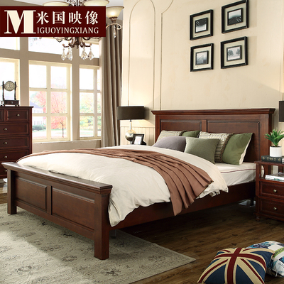 美式乡村全实木床双人床1.5米1.8米枫桦木小户型卧室婚床白色家具