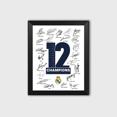 皇家马德里12冠全队签名款相框照片墙桌摆皇马十二冠C罗拉莫斯