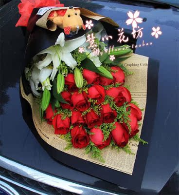 白百合玫瑰鲜花花束礼盒七夕情人节全国同城速递北京上海广州杭州