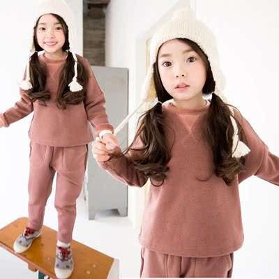 儿童秋冬装套装2016新款潮童装小女孩韩版衣服女童卫衣加绒两件套