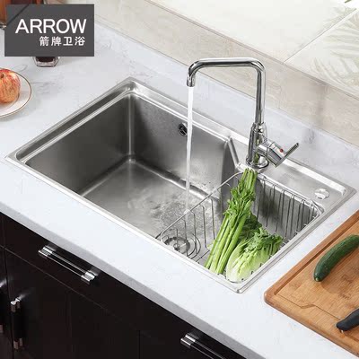 arrow箭牌 厨房水槽洗菜盆套餐不锈钢拉丝大单槽304加厚洗碗池AE5