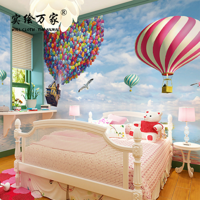 飞屋环游记3d墙纸热气球仿真墙布儿童房背景墙画主题大型壁画壁纸