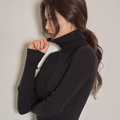 2017秋冬新款韩版高领长袖加厚款针织衫女修身紧身套头毛衣打底衫