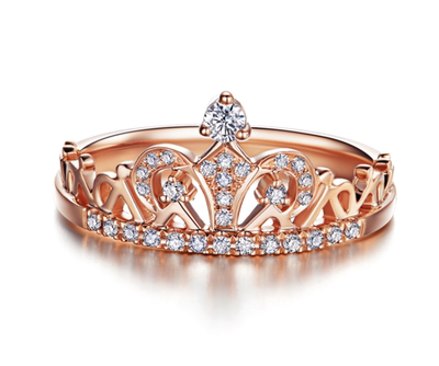 18K玫瑰金戒指桂冠造型群镶钻石戒指女结婚戒指礼物时尚珠宝首饰