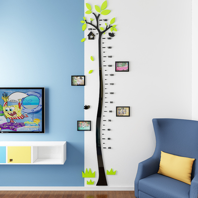 量身高墙贴画亚克力3d立体测身高尺贴纸卡通可移除宝宝儿童房装饰