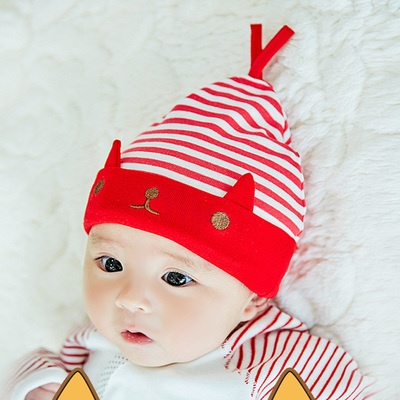 新生儿帽子0-3-6个月宝宝帽子婴幼儿帽秋季男女童套头帽小孩胎帽