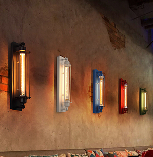 个性创意壁灯北欧美式工业风复古酒吧户外走廊阳台爱迪生长笛壁灯