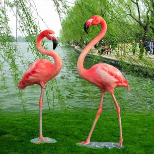 户外园林摆件仿真火烈鸟动物雕塑花园庭院假山水池装饰树脂工艺品