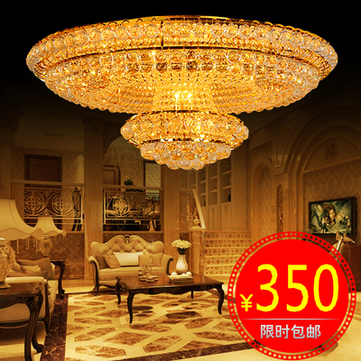 豪华欧式水晶吸顶灯LED客厅灯金色圆形大气酒店大厅工程灯饰灯具