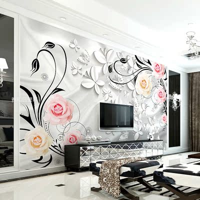 雅和居壁画3d简约欧式浪漫典雅花卉墙纸客厅卧室沙发电视背景壁画