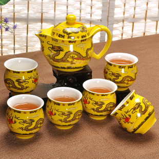景德镇7头陶瓷茶具双层杯 功夫茶具 特价包邮 防烫设计茶杯 茶壶