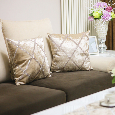 欧式丝绒大菱形格现代简约沙发抱枕客厅靠枕床头靠垫办公室腰枕