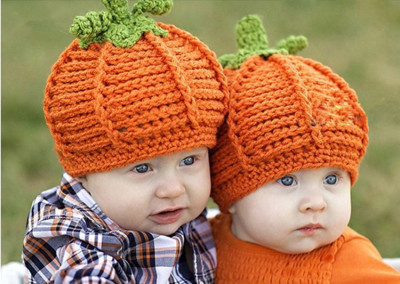 儿童创意南瓜造型摄影帽宝宝百天照相帽子初生婴儿满月拍照道具帽