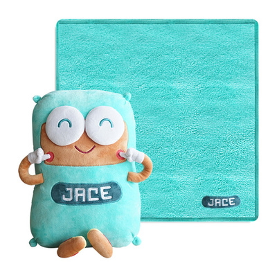 Jace 久适 匹鲁卡通珊瑚绒抱枕小毛毯两件套
