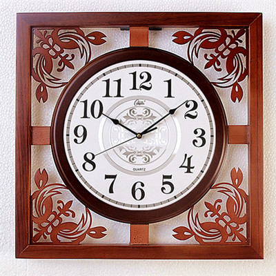 康巴丝木质实木方形静音挂钟表中式红木客厅复古日本机芯石英钟表