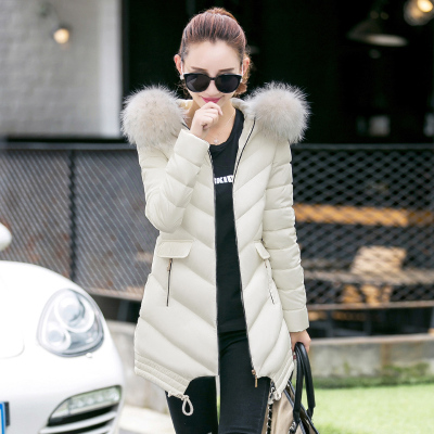 2016韩版新款冬季修身时尚A字型中长棉衣女大毛领学生外套棉袄