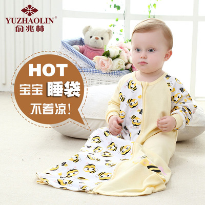 俞兆林纯棉婴儿睡袋宝宝夏季全包防踢被儿童全棉蘑菇式薄款睡袋