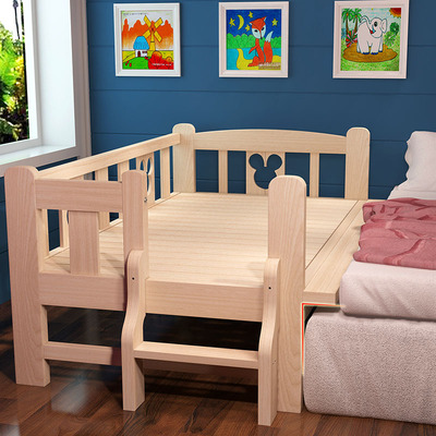 实木儿童床带护栏男孩女孩1.5米1.2米大床加宽拼接婴幼儿宝宝童床
