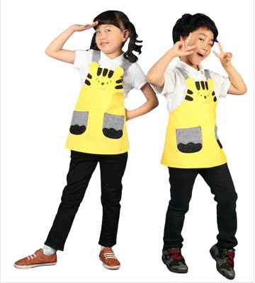 韩版可爱儿童画画衣围裙表演服幼儿园演出服时尚防污美术卡通围裙