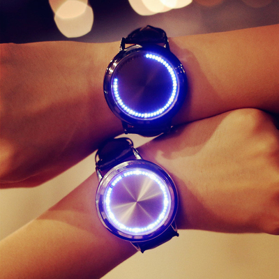 韩国创意LED电子表简约皮带夜光男表 韩版女式手表时尚潮流学生表