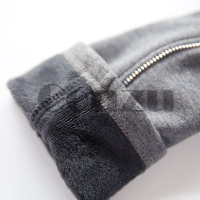 Conzu 春秋冬灰色黑色纯色休闲拉链条修身加绒加厚长裤外穿打底裤
