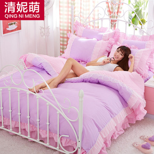 韩版蕾丝被套床上用品床单床上四件套 1.8m韩版 淑女风公主花边