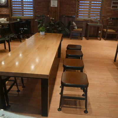 现代简约实木餐桌椅组合 咖啡馆酒吧休闲长桌 原木餐厅饭店吧台桌